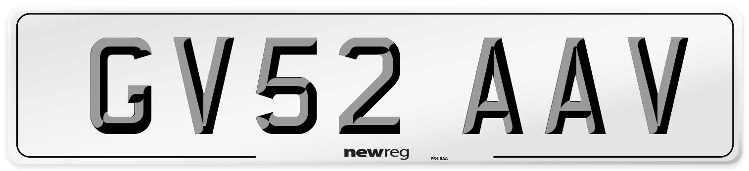 GV52 AAV Number Plate from New Reg